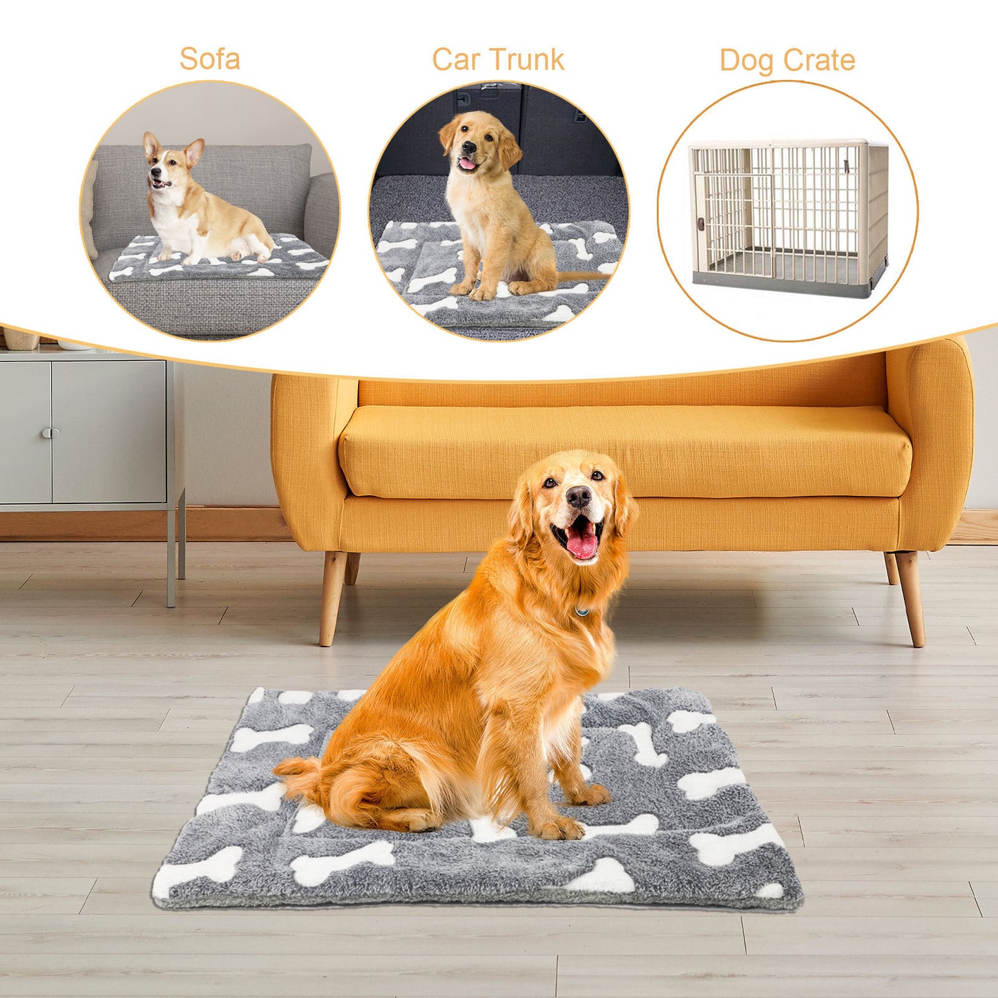 Self-Warming Washable Pet Bed Crate Mat