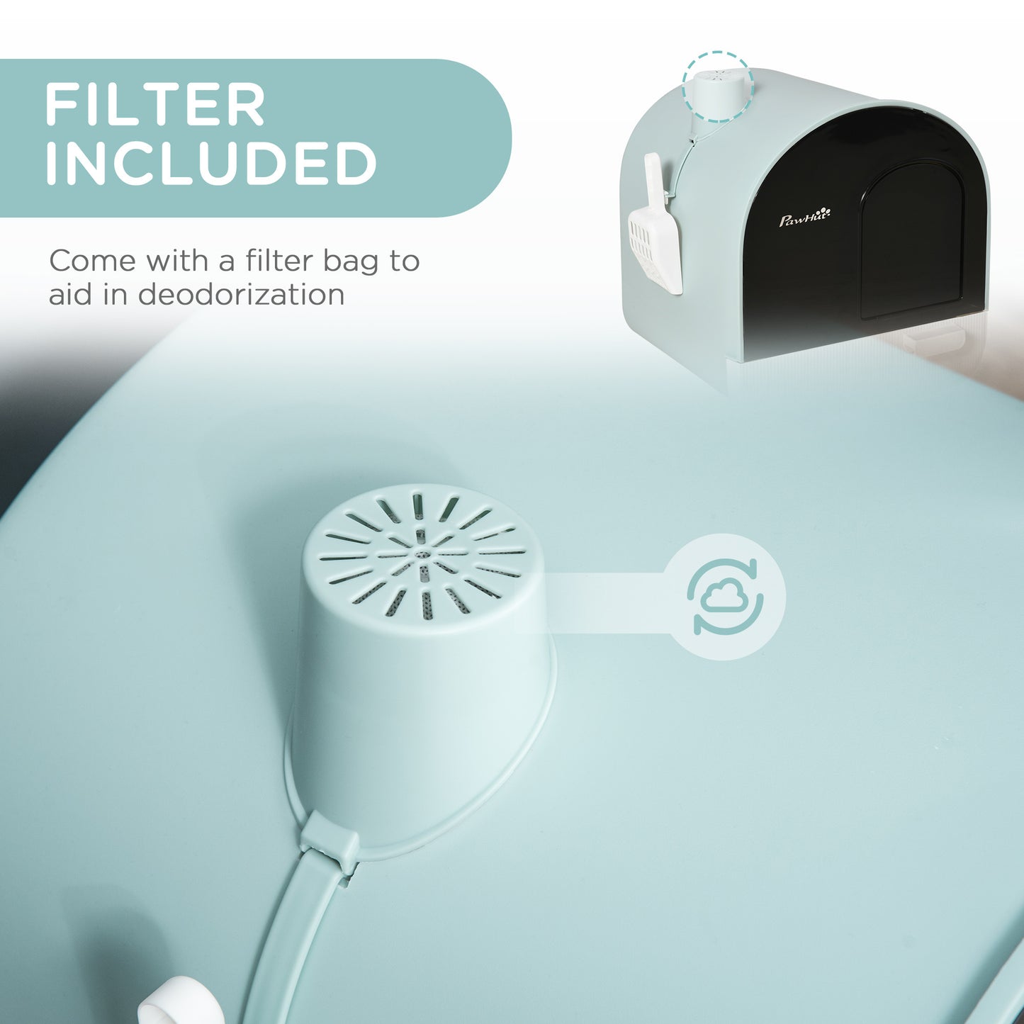 Cat Litter Box With Lid, Tray, Spoon, and Strainer