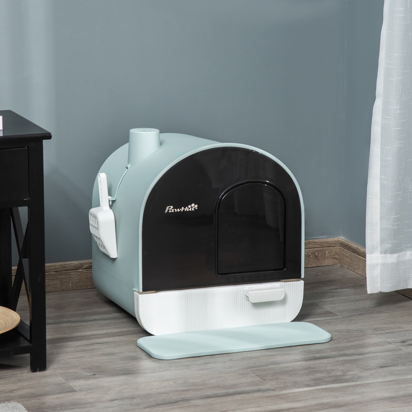 Cat Litter Box With Lid, Tray, Spoon, and Strainer