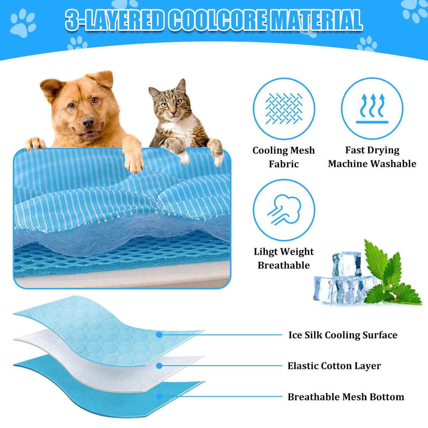 Pet Cooling Mat Pad For Summer Sleeping