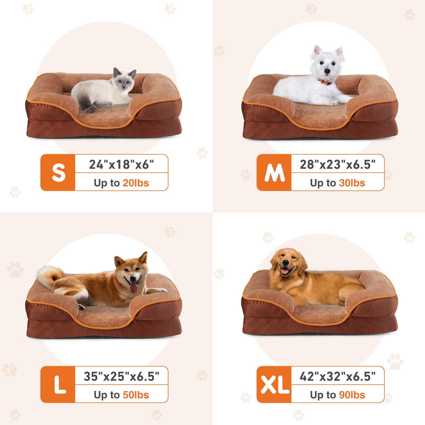 Memory Foam Pet Bed For Small Dogs & Cats With Washable Removable Cover and Non-Slip Base Waterproof Liner