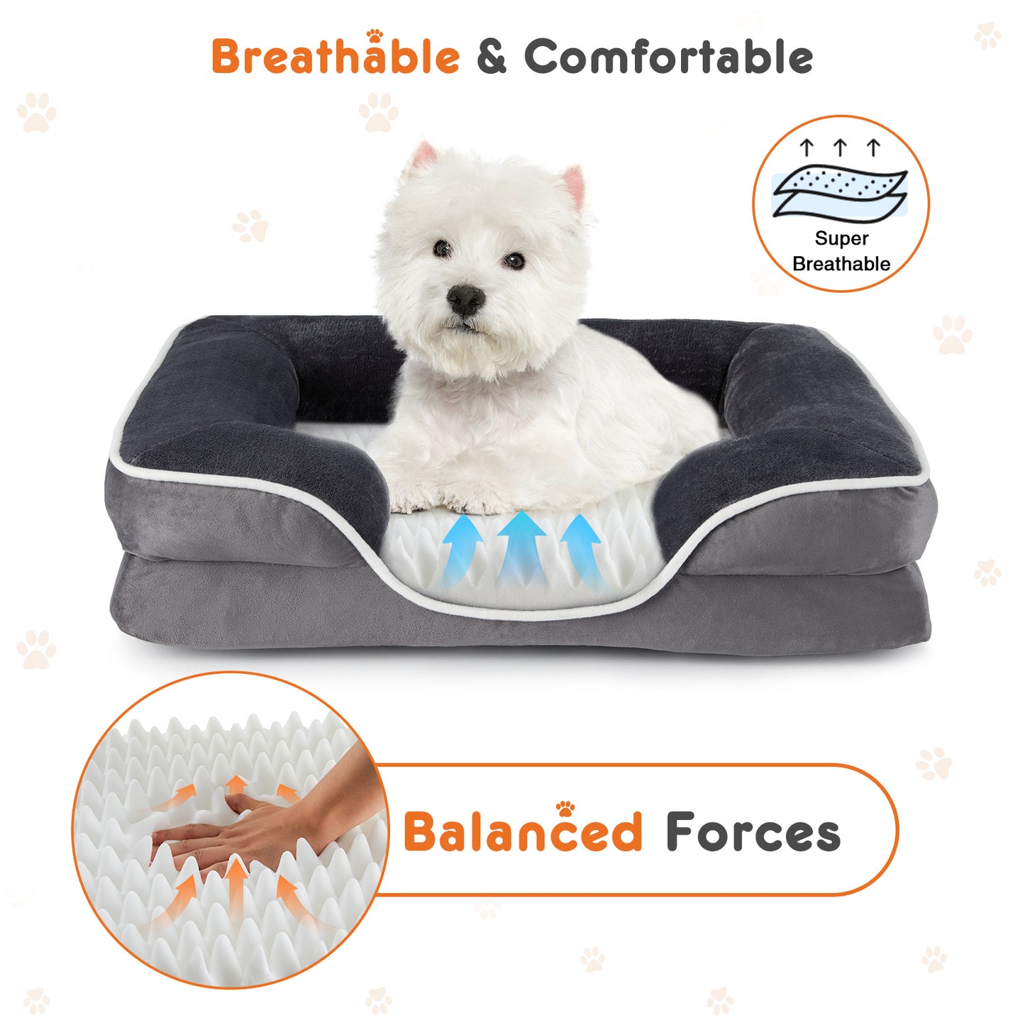 Memory Foam Pet Bed For Small Dogs & Cats With Washable Removable Cover and Non-Slip Base Waterproof Liner