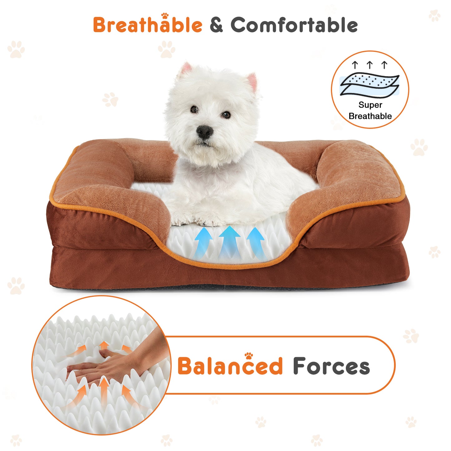 Memory Foam Pet Bed For Small Dogs & Cats With Washable Removable Cover and Non-Slip Base Waterproof Liner