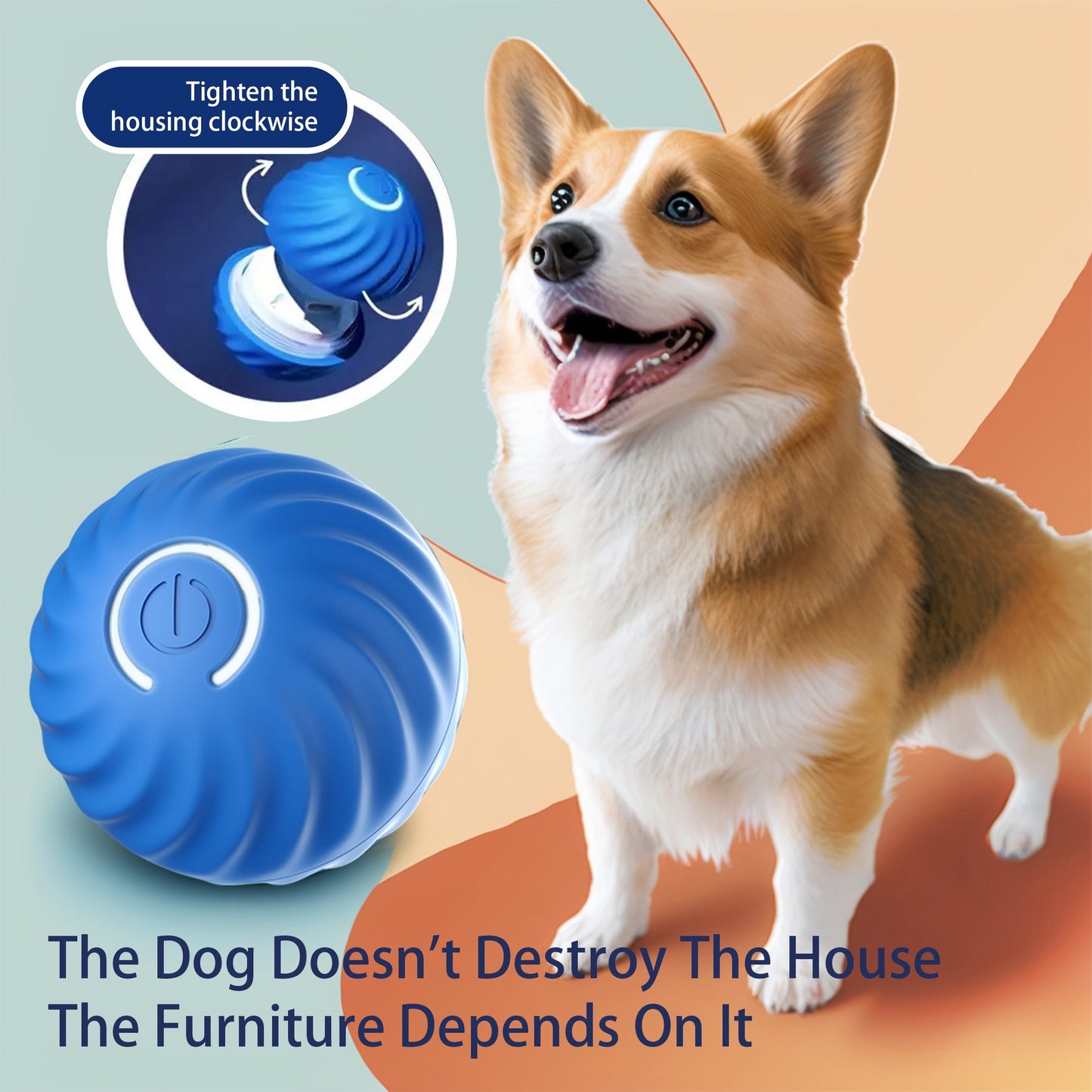 Interactive Bouncing Ball For Dogs, Automatic Smart Toy, Self-moving Rotating Stimulating Pet Entertainment, Noise-Reducing Urchin Cover, and USB Rechargeable