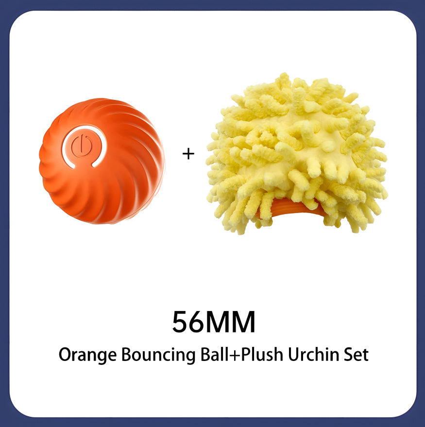 Interactive Bouncing Ball For Dogs, Automatic Smart Toy, Self-moving Rotating Stimulating Pet Entertainment, Noise-Reducing Urchin Cover, and USB Rechargeable