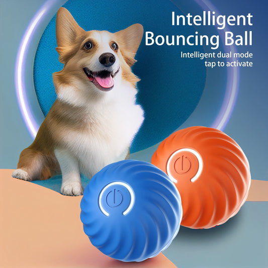 Interactive Bouncing Ball For Dogs, Automatic Smart Toy, Self-moving Rotating Stimulating Pet Entertainment, Noise-Reducing Urchin Cover, and USB Rechargeable