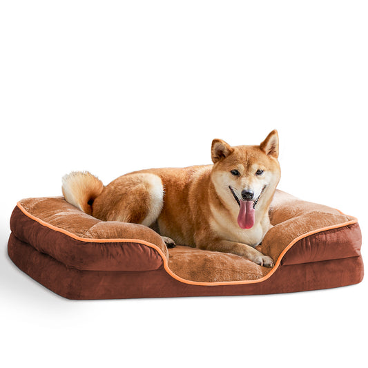 Memory Foam Pet Bed For Small Dogs & Cats With Washable Removable Cover and Non-Slip Base Waterproof Liner