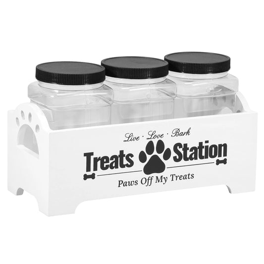 Cute Dog Treat Container with 3 Plastic Treat Jars